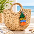 Boho Beach Rattan Tote Bag