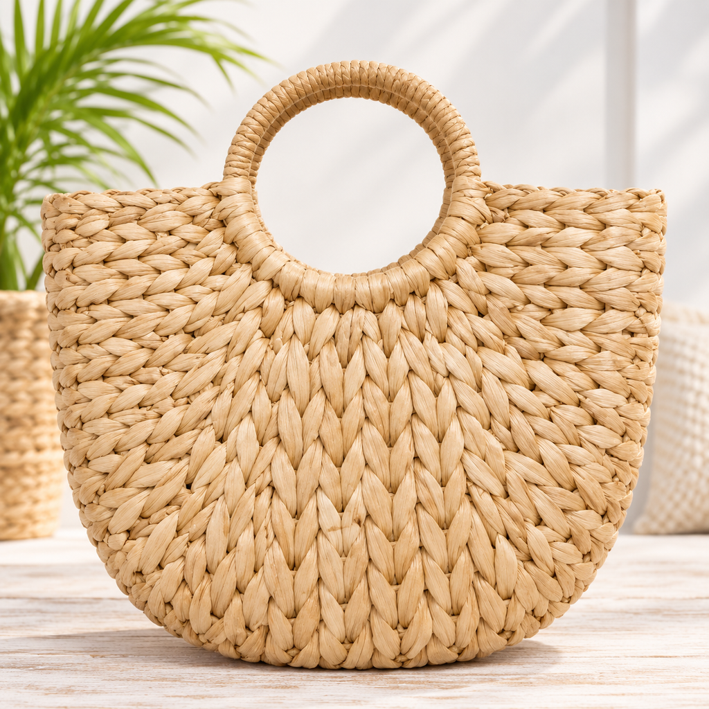 Boho Beach Rattan Tote Bag