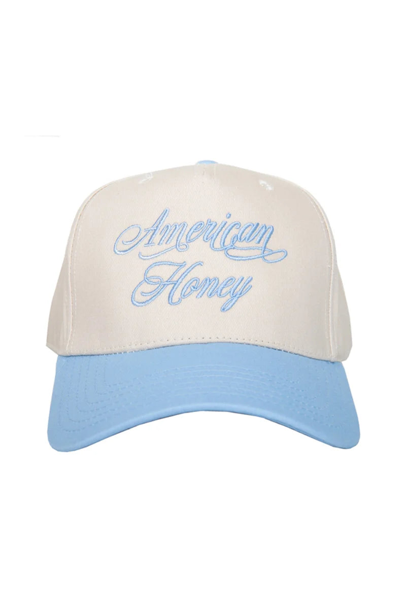 American Honey Trucker Hat Embroidered Light Blue